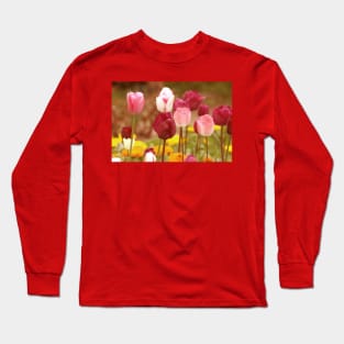 Blossoming pink tulips, romantic spring altered flower photography Long Sleeve T-Shirt